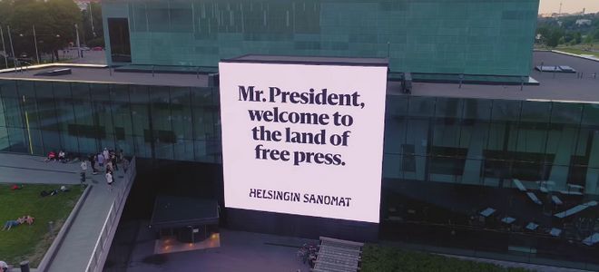 La campaña de este diario finés encumbra la libertad de prensa frente Trump y Putin