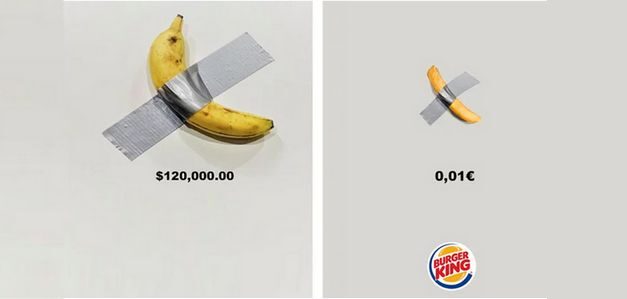 Burger King emula el carísimo arte de Maurizio Cattelan