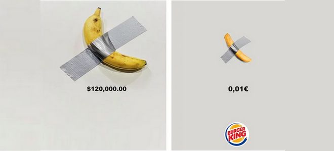 Burger King emula el carísimo arte de Maurizio Cattelan